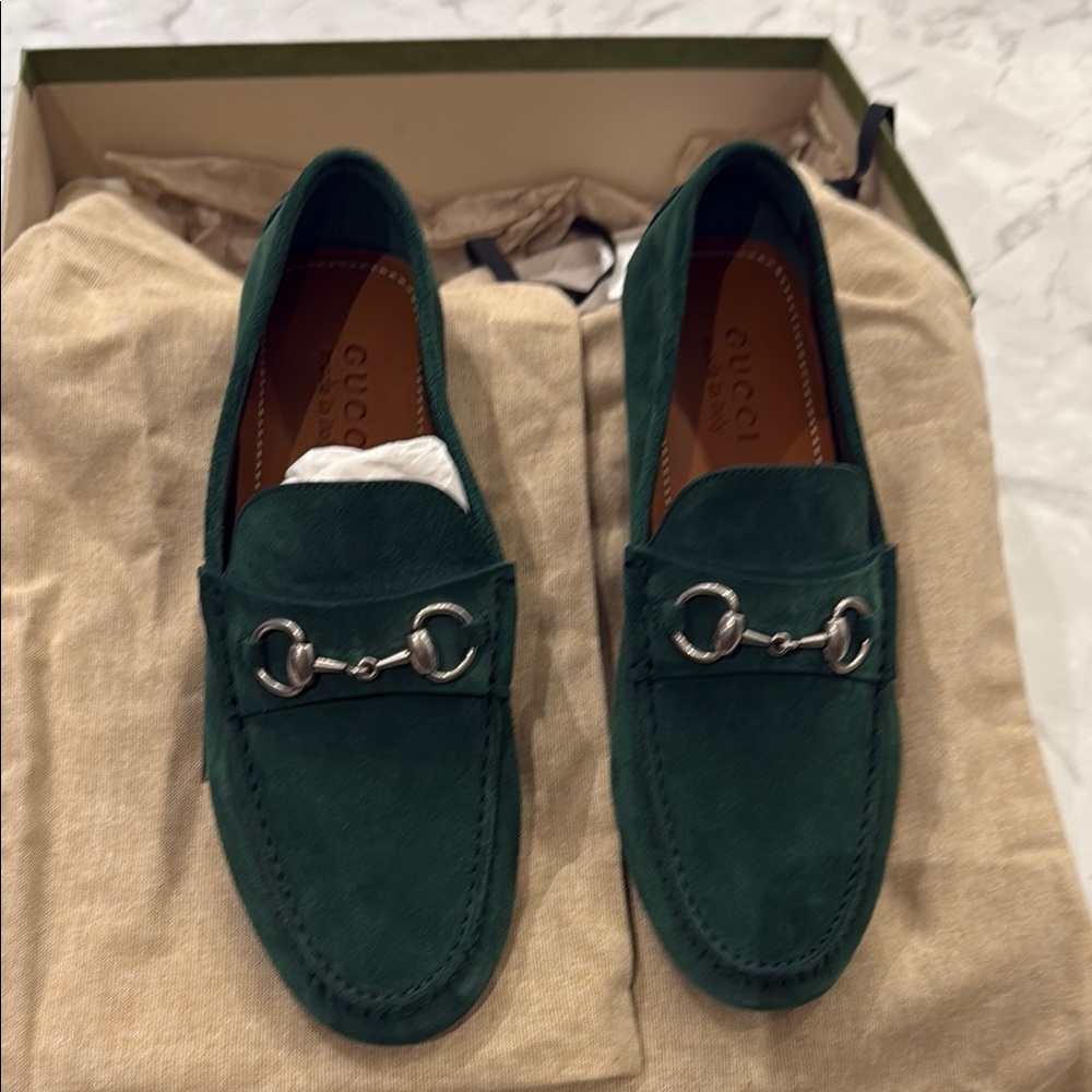 Gucci Men's Emerald Green Slip-On Loafers